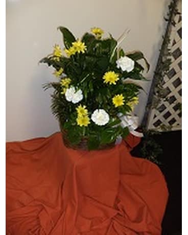 Green Planter with flowers
